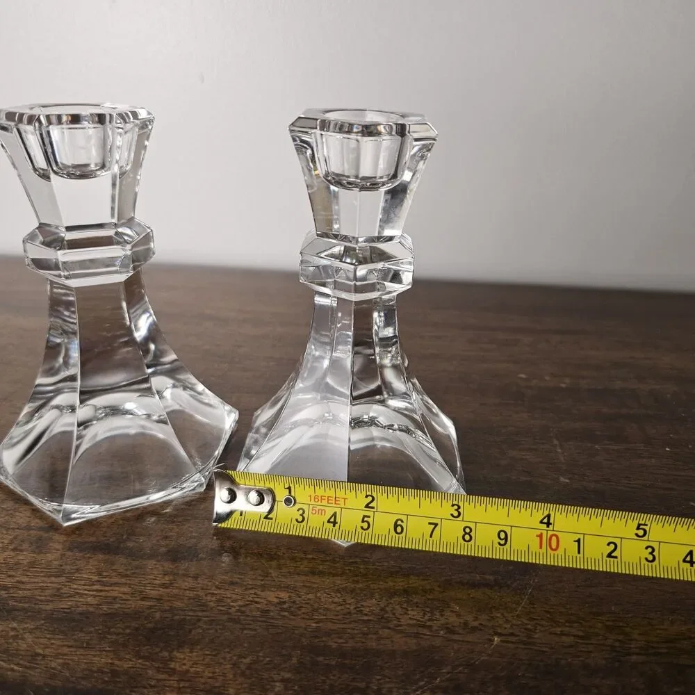 Vintage Towle Fine Full Lead Crystal Candlestick Holders Set of 2 Austria 4.75